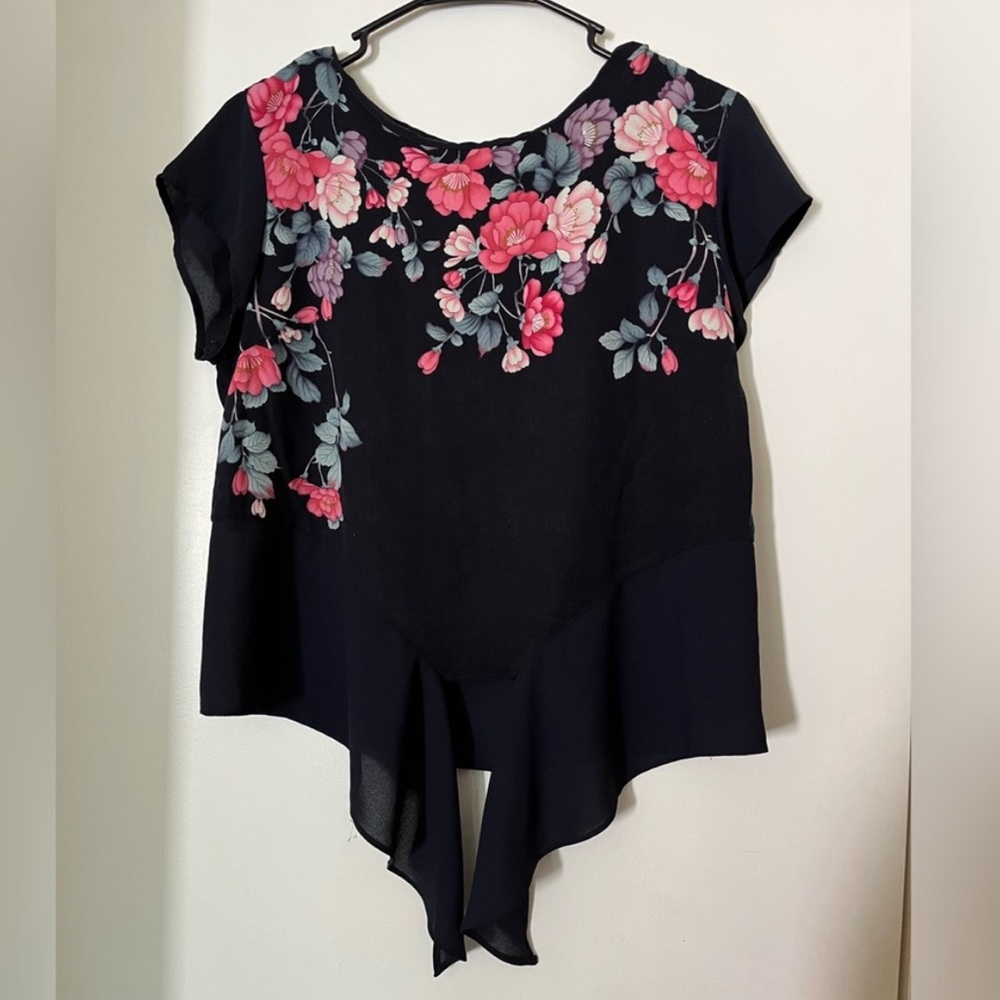 Oasis Dark Blue Floral Top
